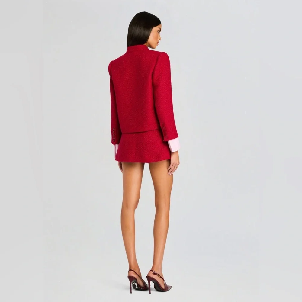 New! SER.O.YA Kristen Boucle Lady Buttoned Jacket Ruby Red Blazer ♥️ Small - Picture 7 of 15